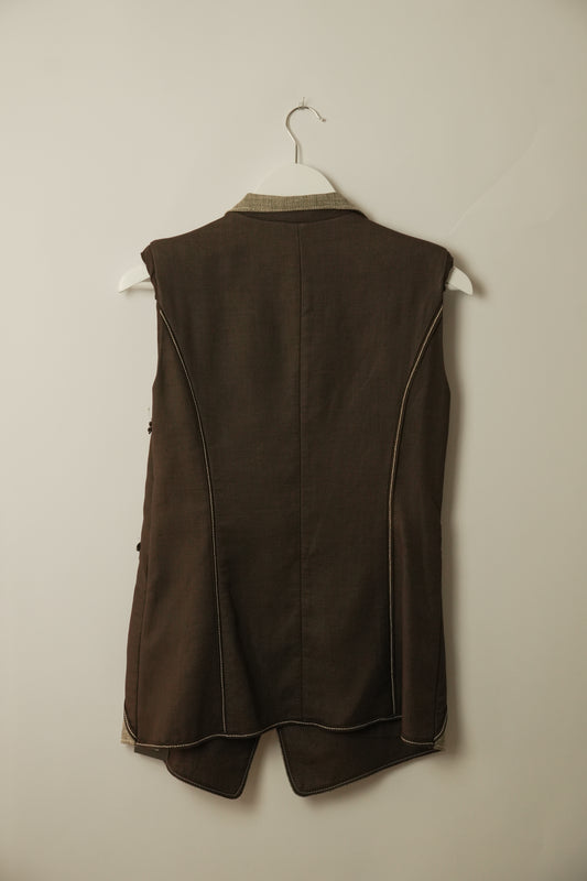 Hiroko Koshino Layered Brown Vest