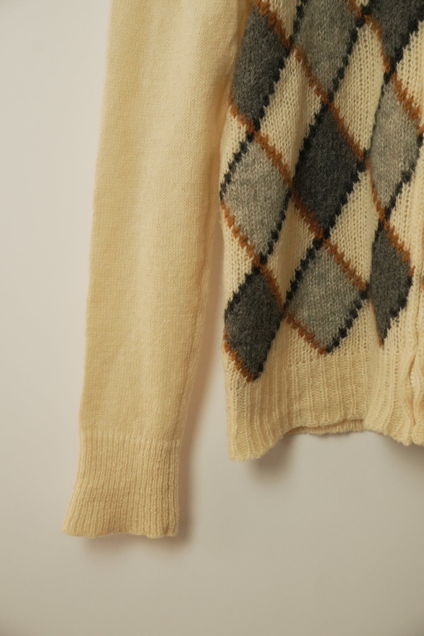 Lanvin Cashmere Alpaca Argyle Zip Knit Size M