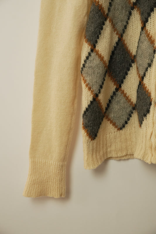 Lanvin Cashmere Alpaca Argyle Zip Knit Size M