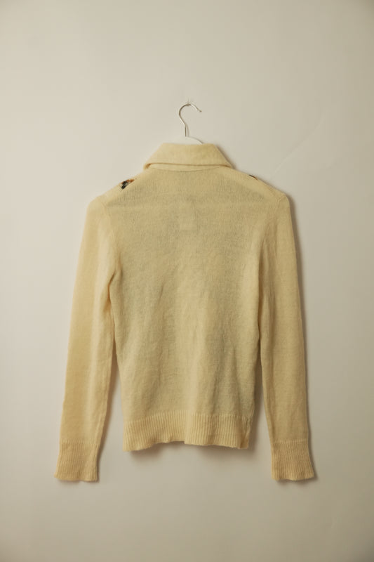 Lanvin Cashmere Alpaca Argyle Zip Knit Size M