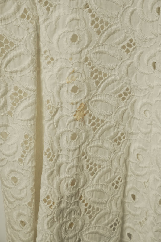 Christian Dior Lace Pearl Button Down Shoulder Pad Blouse