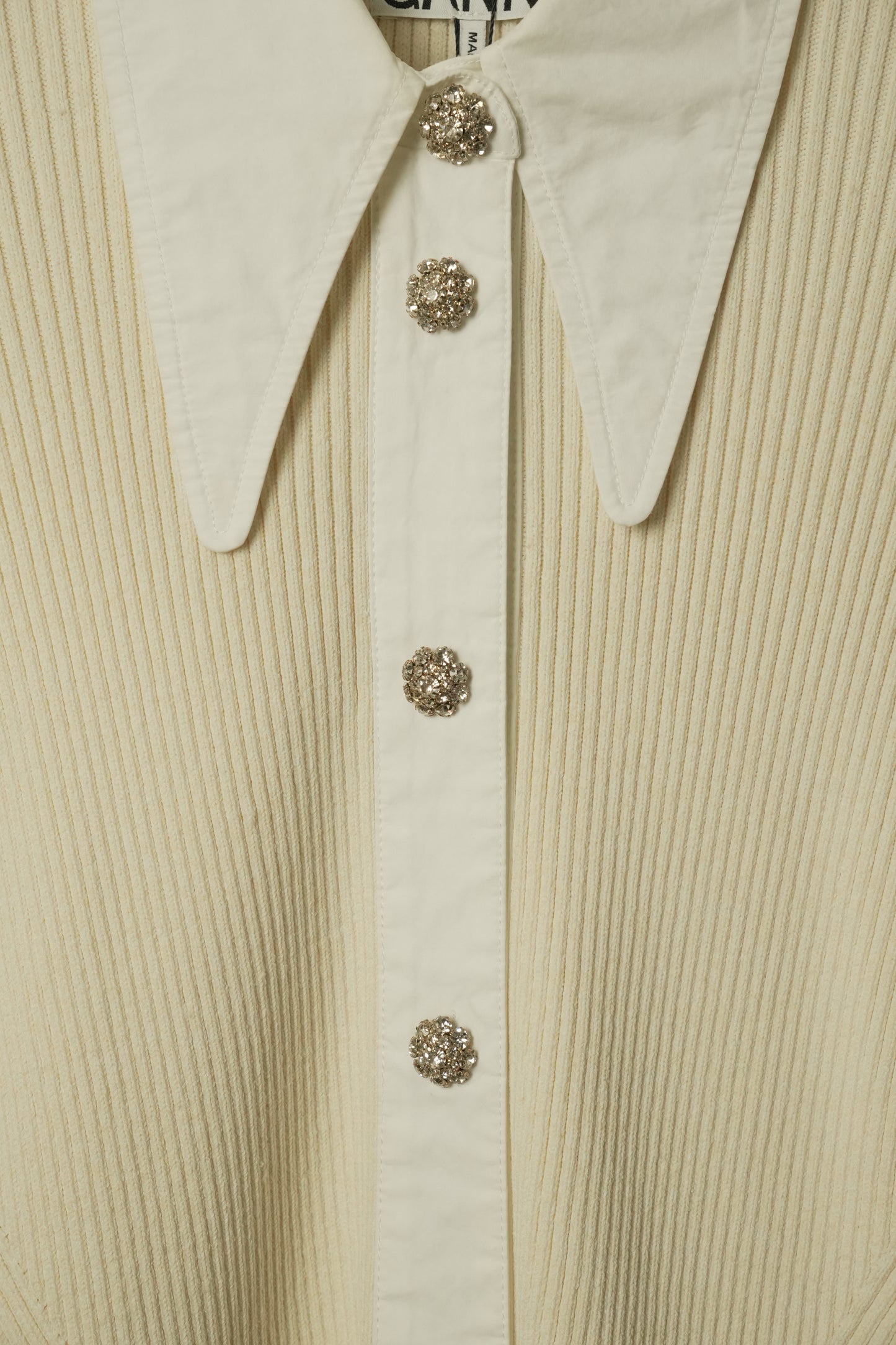 Ganni Knit Diamante Button Down Blouse