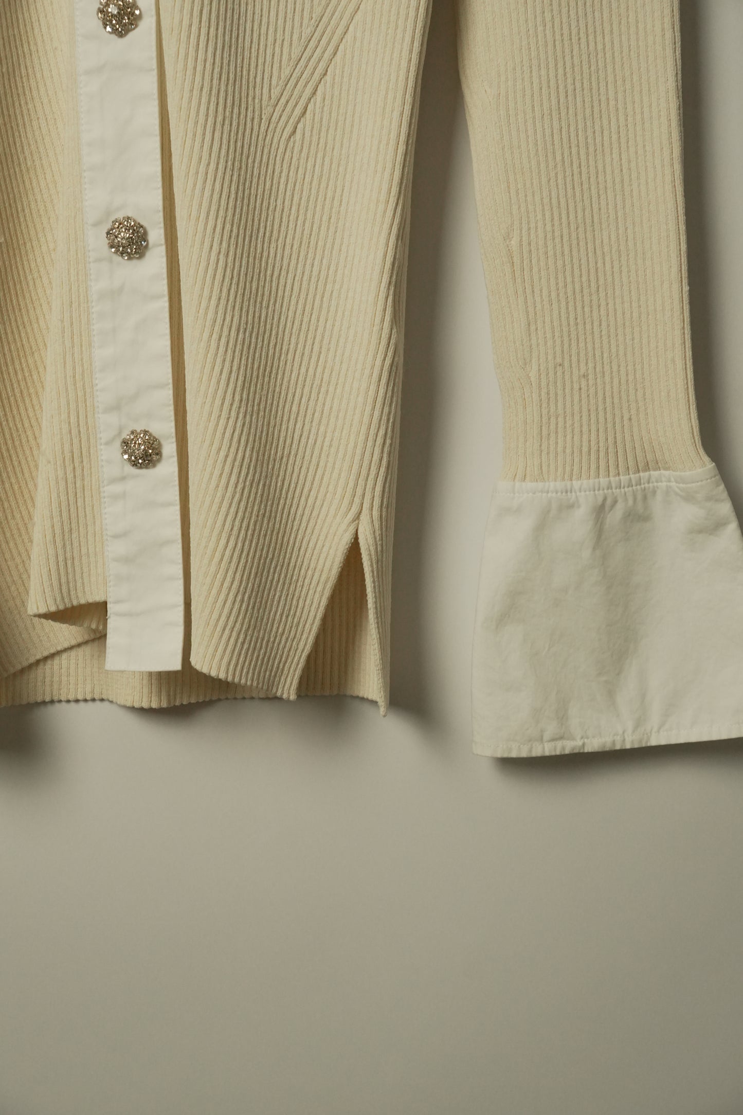 Ganni Knit Diamante Button Down Blouse