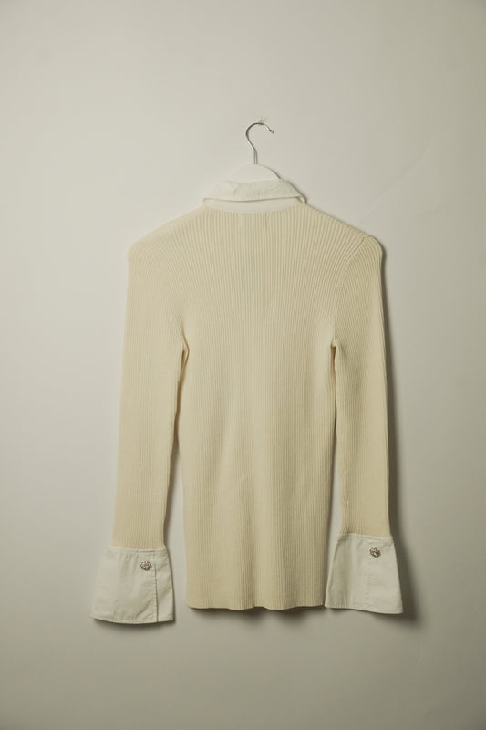 Ganni Knit Diamante Button Down Blouse