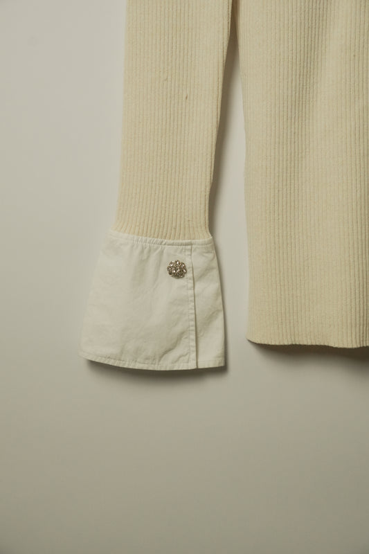 Ganni Knit Diamante Button Down Blouse