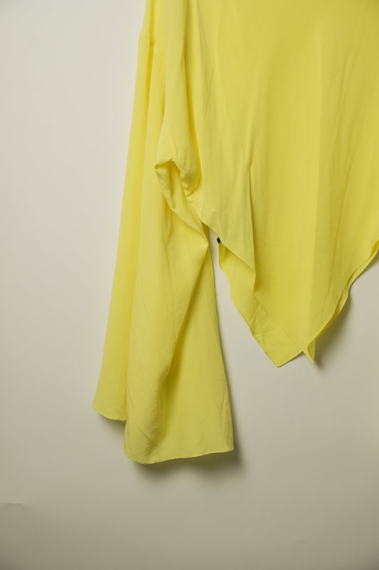 Balenciaga Fluro Yellow LS Bell Sleeve Hankerchief Blouse