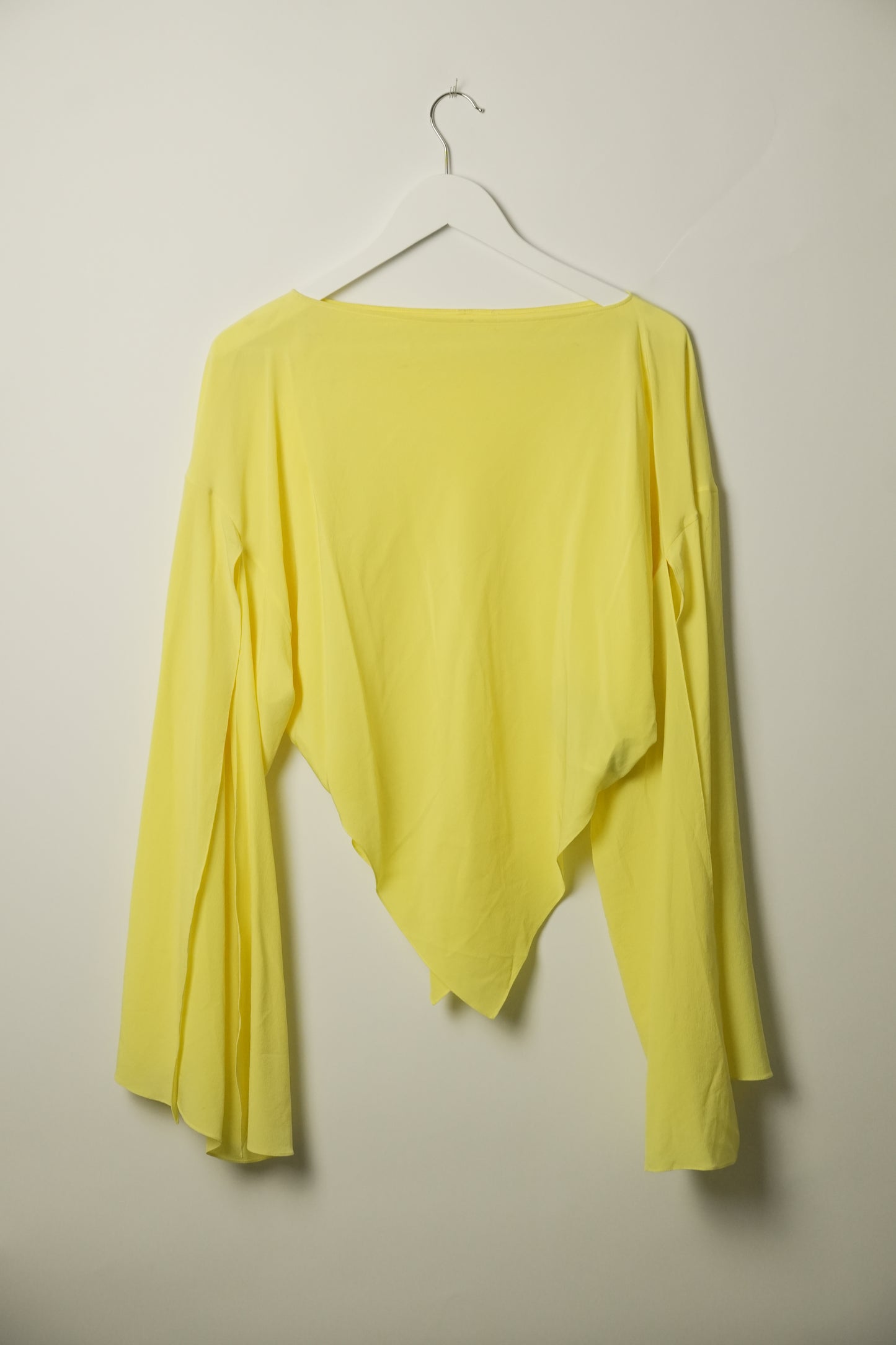 Balenciaga Fluro Yellow LS Bell Sleeve Hankerchief Blouse