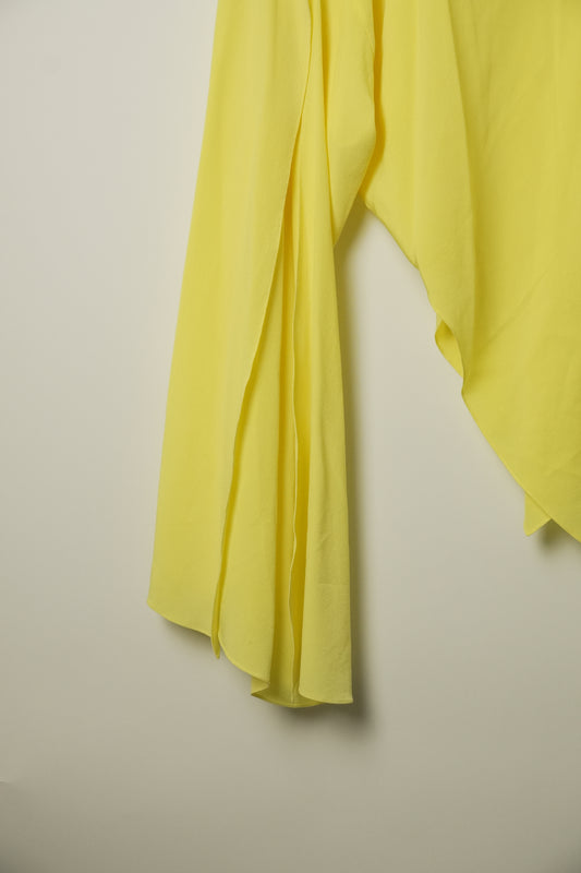 Balenciaga Fluro Yellow LS Bell Sleeve Hankerchief Blouse