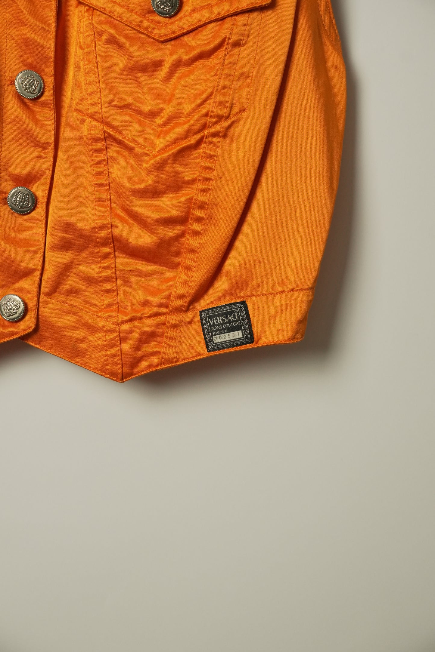 Versace Jeans Couture Satin Orange Pocket Button Vest