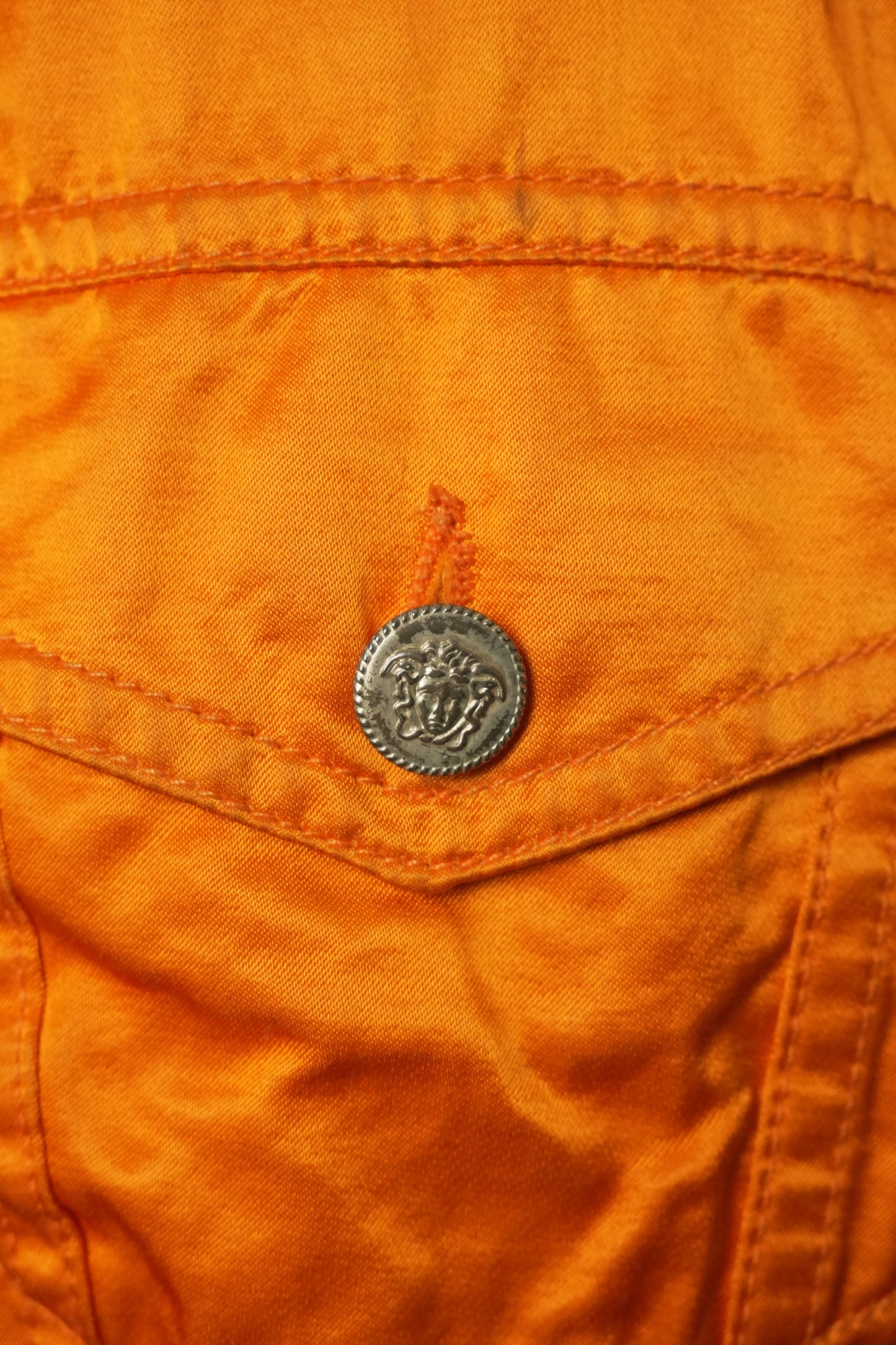 Versace Jeans Couture Satin Orange Pocket Button Vest