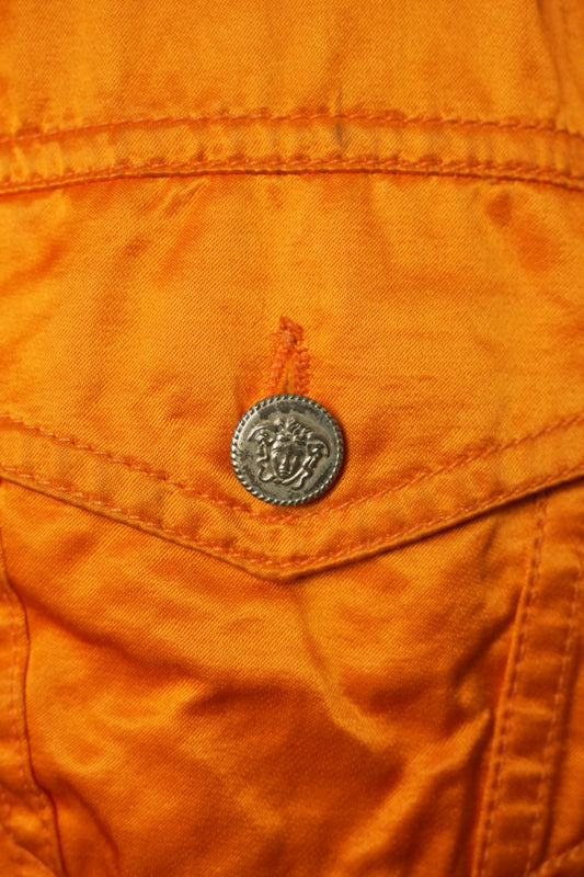 Versace Jeans Couture Satin Orange Pocket Button Vest