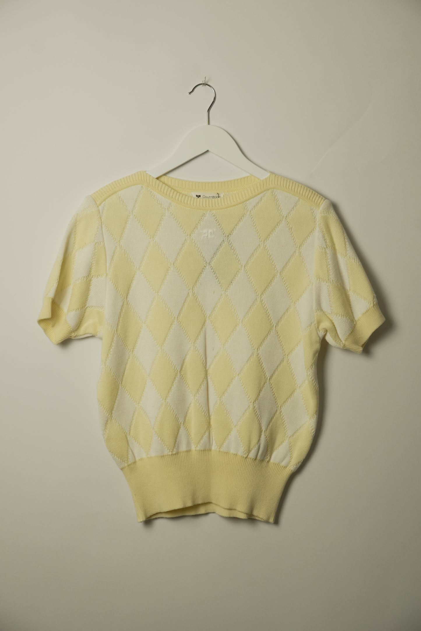 Courreges Argyle Boat Neck SS Top