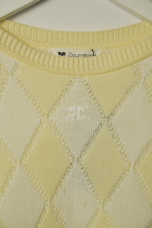 Courreges Argyle Boat Neck SS Top