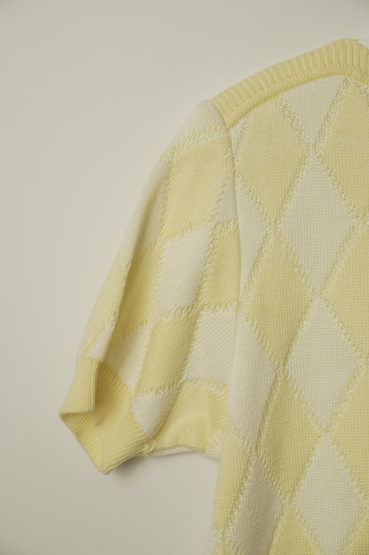 Courreges Argyle Boat Neck SS Top