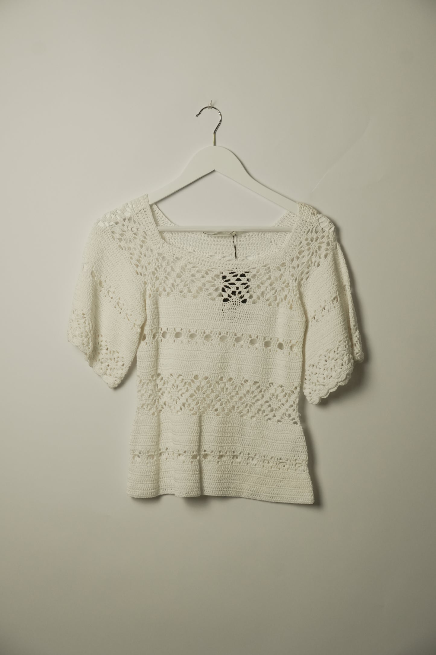 Zimmermann Crochet Knit White SS Top Sz 1