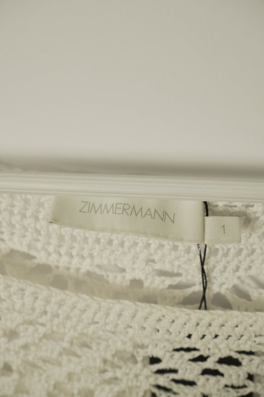 Zimmermann Crochet Knit White SS Top Sz 1