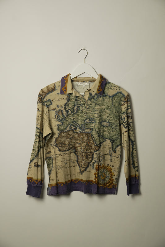 Christian Dior Sports World Map Polo Shirt, Size M