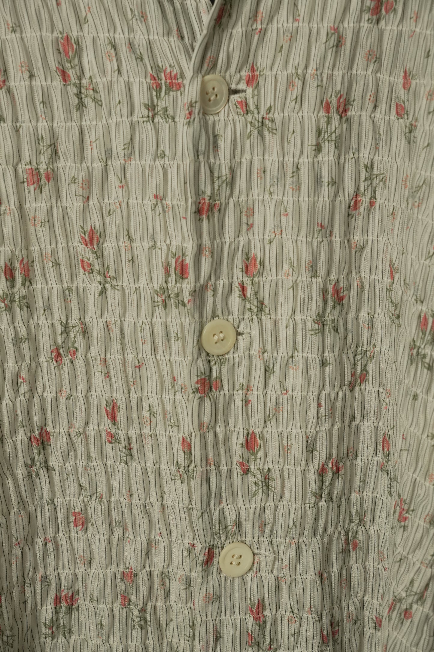Robe de Chambre Comme Des Garcons Floral Ruched LS Button Down Blouse