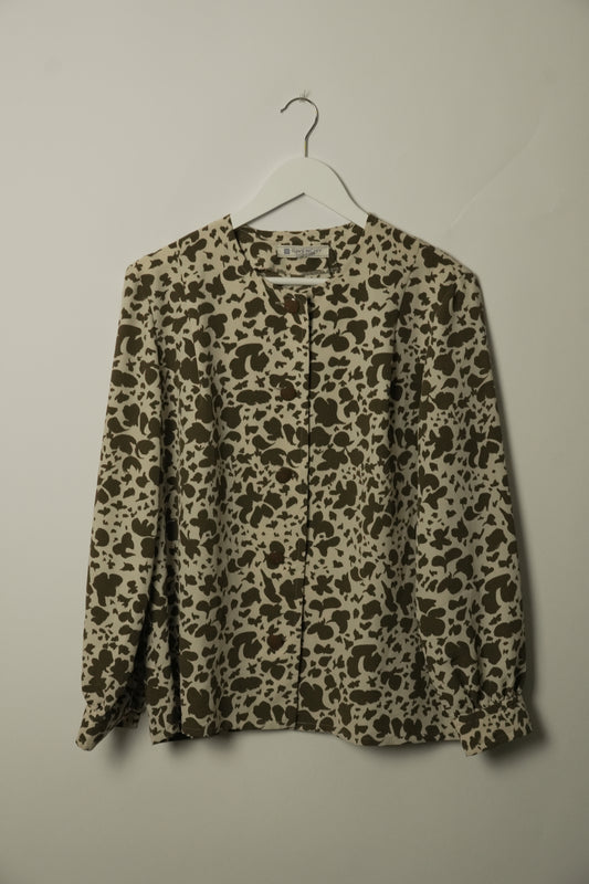 Givenchy Brown Floral Printed Button Down Blouse