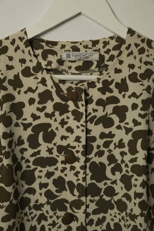 Givenchy Brown Floral Printed Button Down Blouse