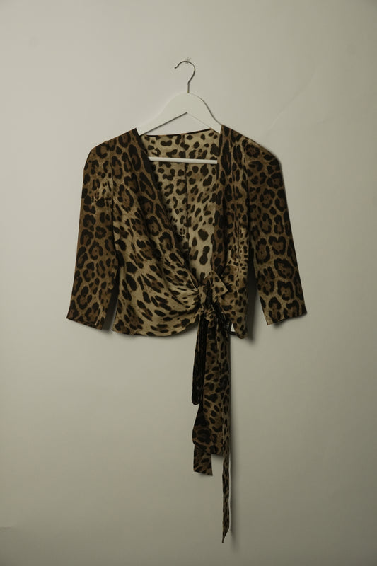 Dolce & Gabbana Leopard Wrap Silk Top