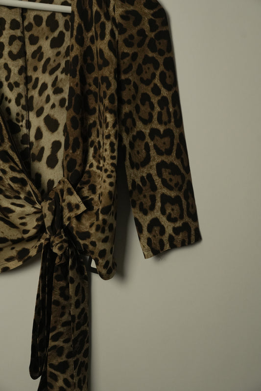 Dolce & Gabbana Leopard Wrap Silk Top