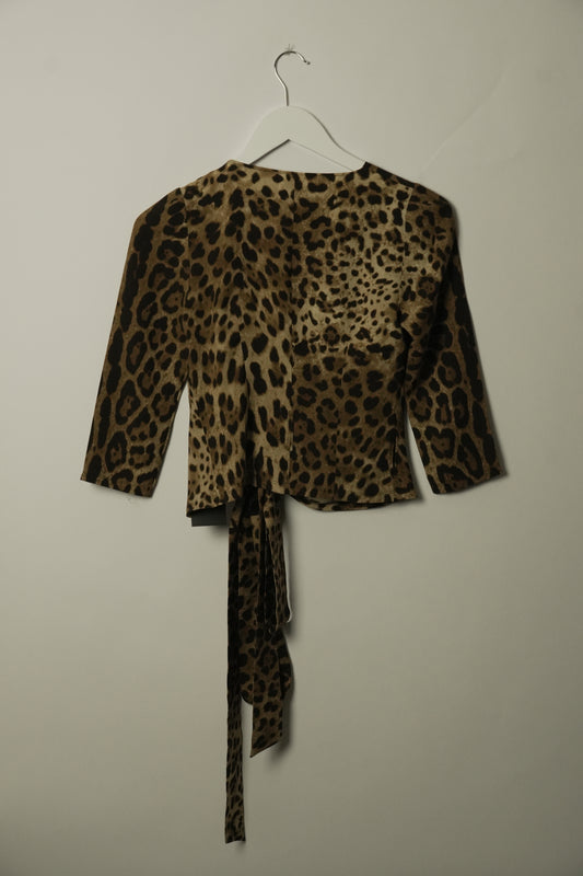 Dolce & Gabbana Leopard Wrap Silk Top
