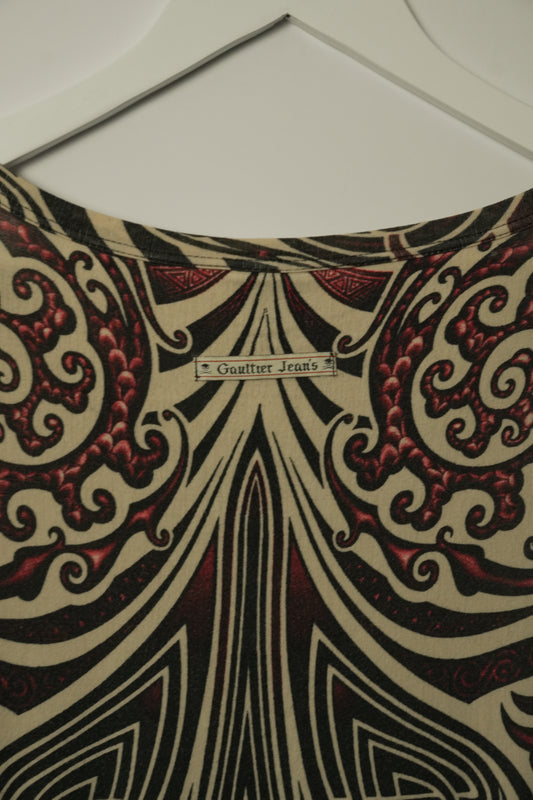 Jean Paul Gaultier Tribal Print Top w Flared LS