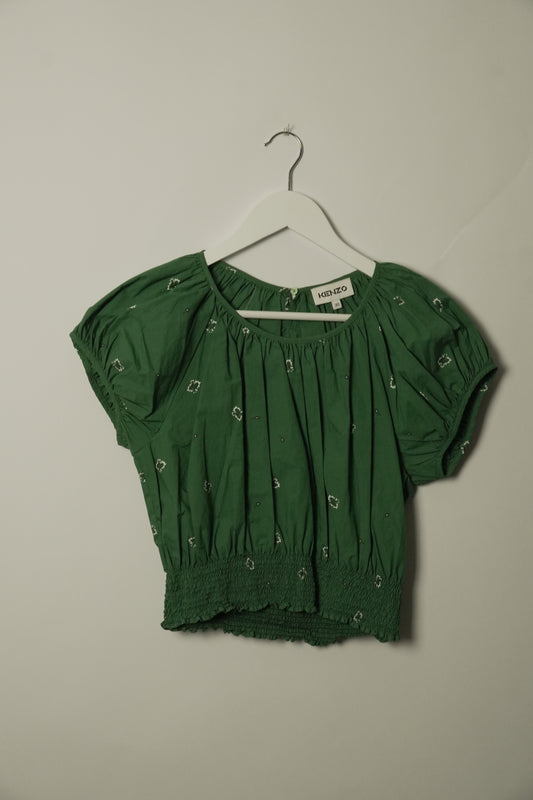Kenzo SS Paisley Mini Print Crop Top Green