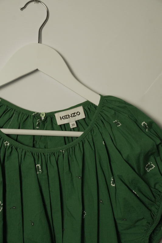 Kenzo SS Paisley Mini Print Crop Top Green