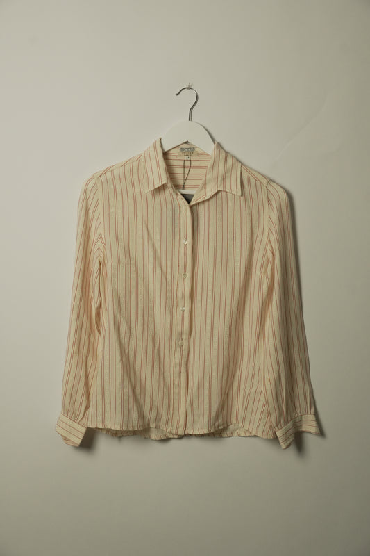 Celine Silk Red White Pink Stripe Chain Button Down Blouse