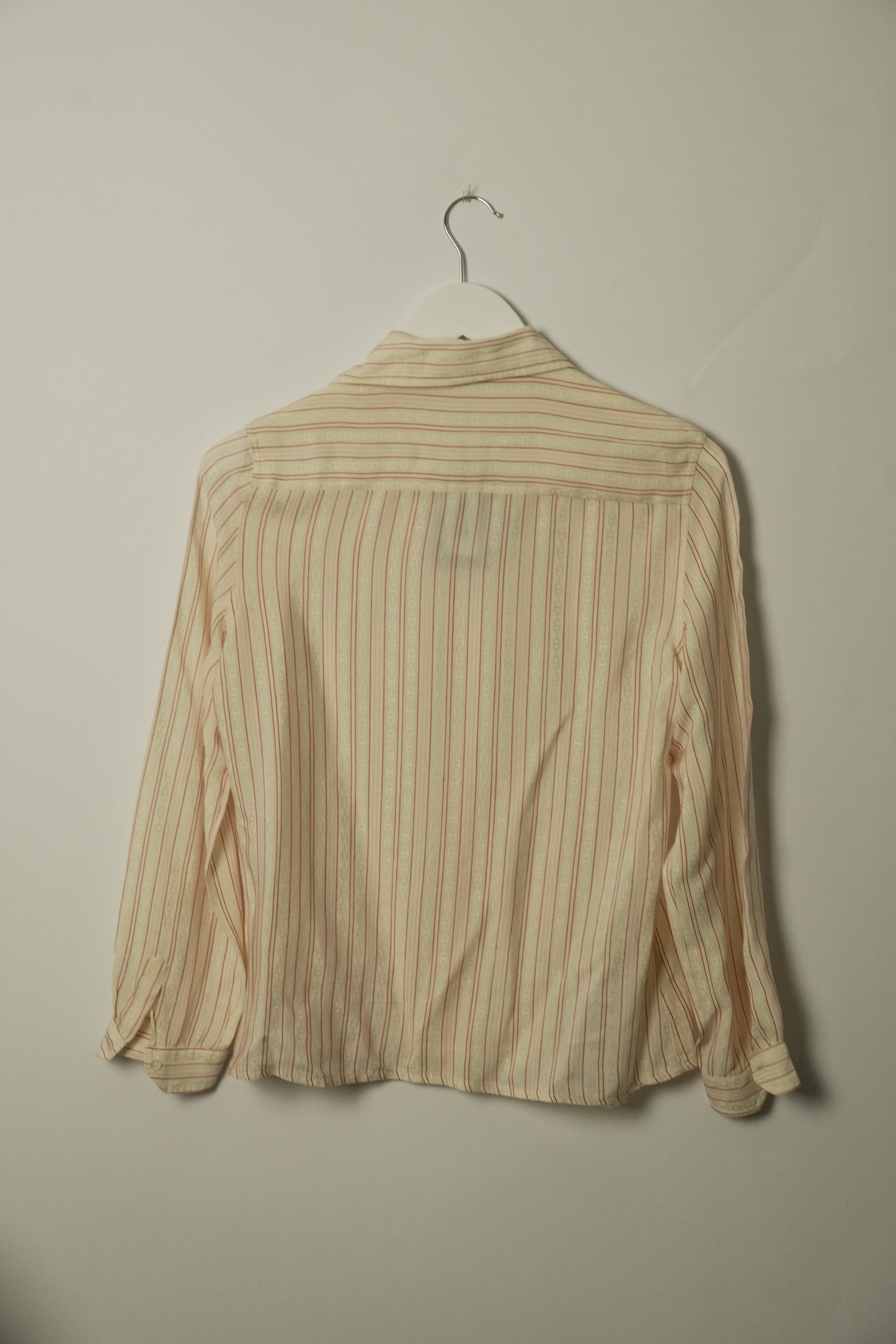 Celine Silk Red White Pink Stripe Chain Button Down Blouse