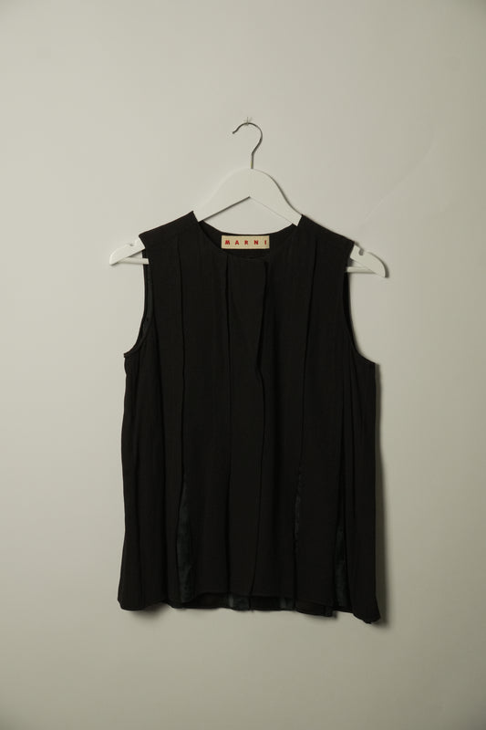 Marni Brown Sless Pleated Blouse