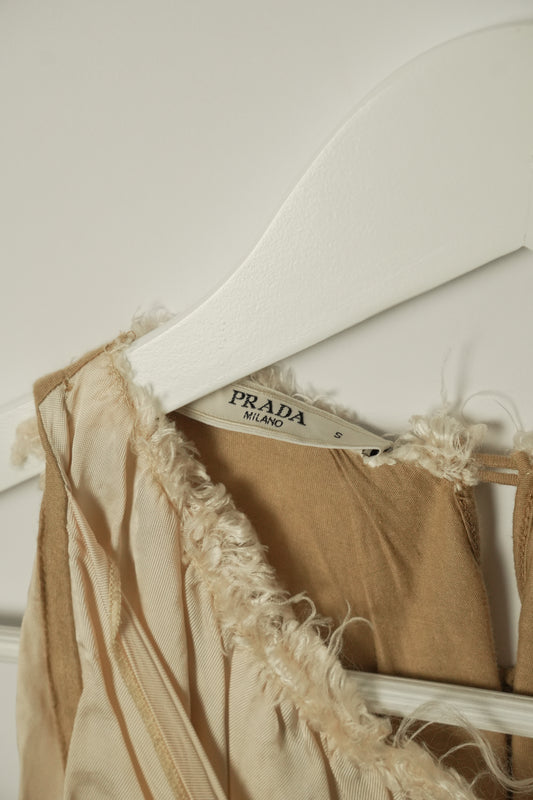 Prada Wool Bow Front Sless Peplum Top