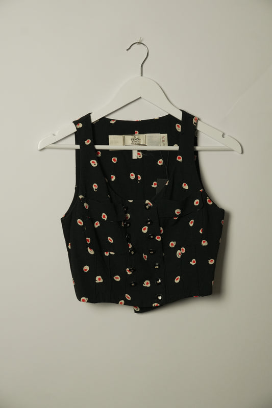 Fendi Print Pocket Double Breasted Crop Top