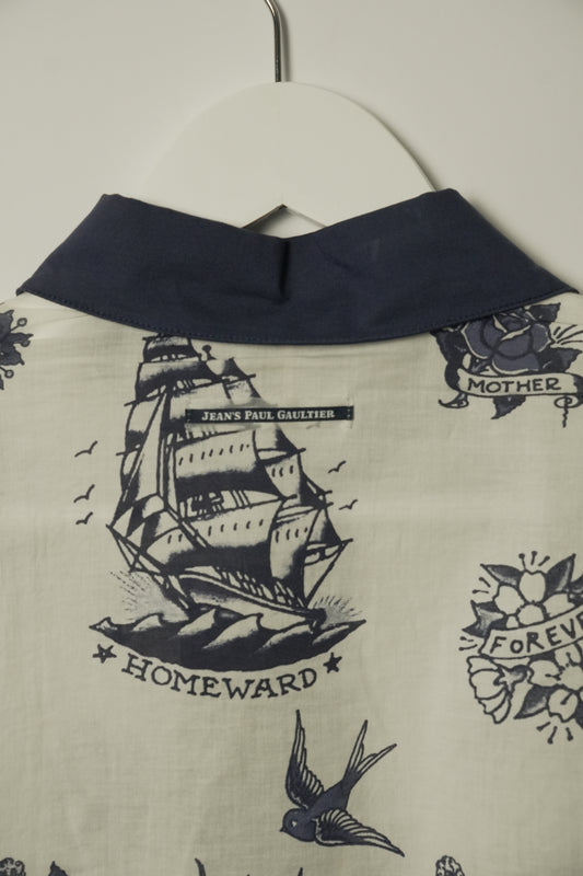 Jean Paul Gaultier BNWT Tattoo Motif Button Down SS Shirt