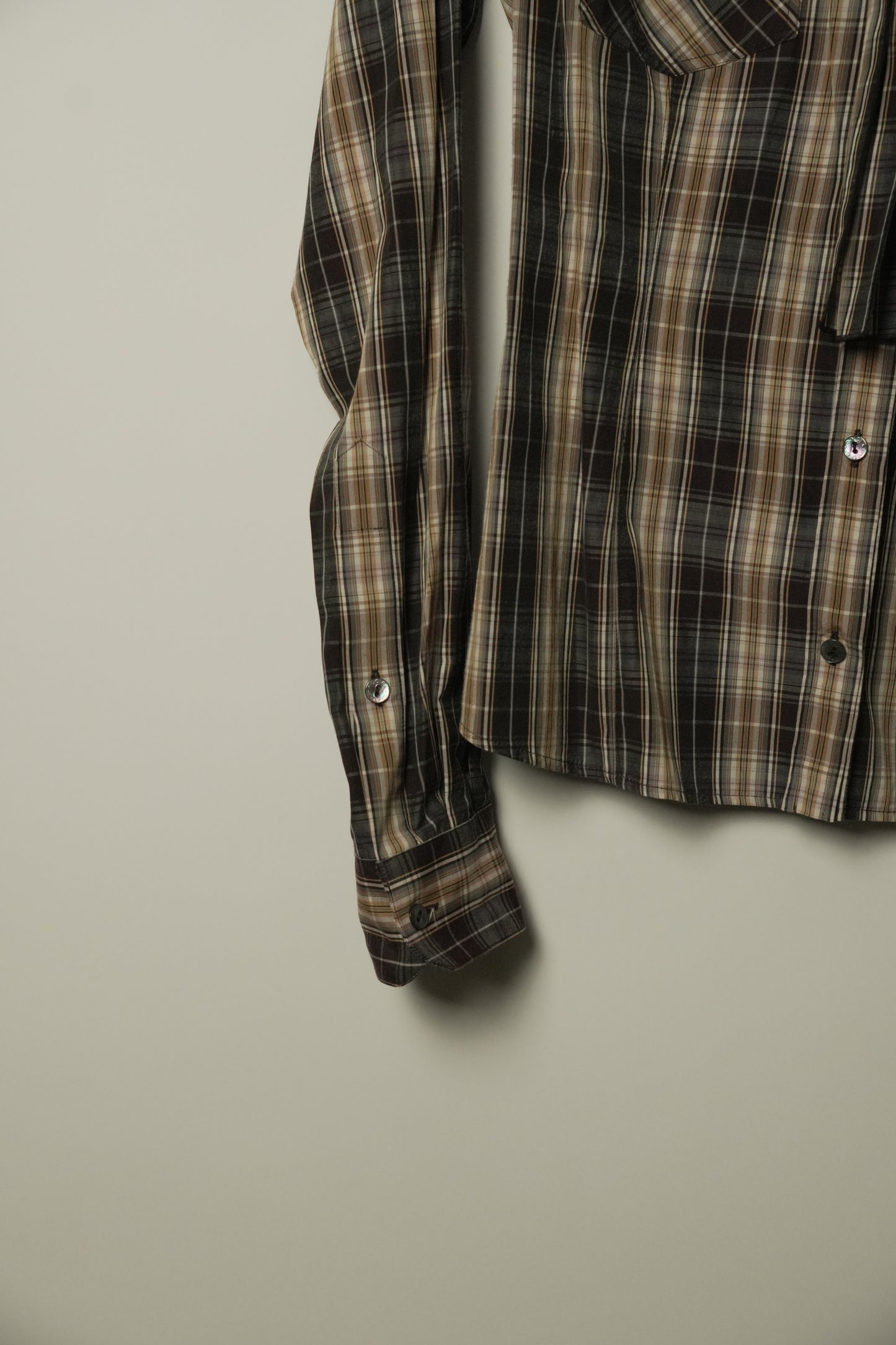 Dolce & Gabbana Checkered Western LS Blouse w Pussybow Tie