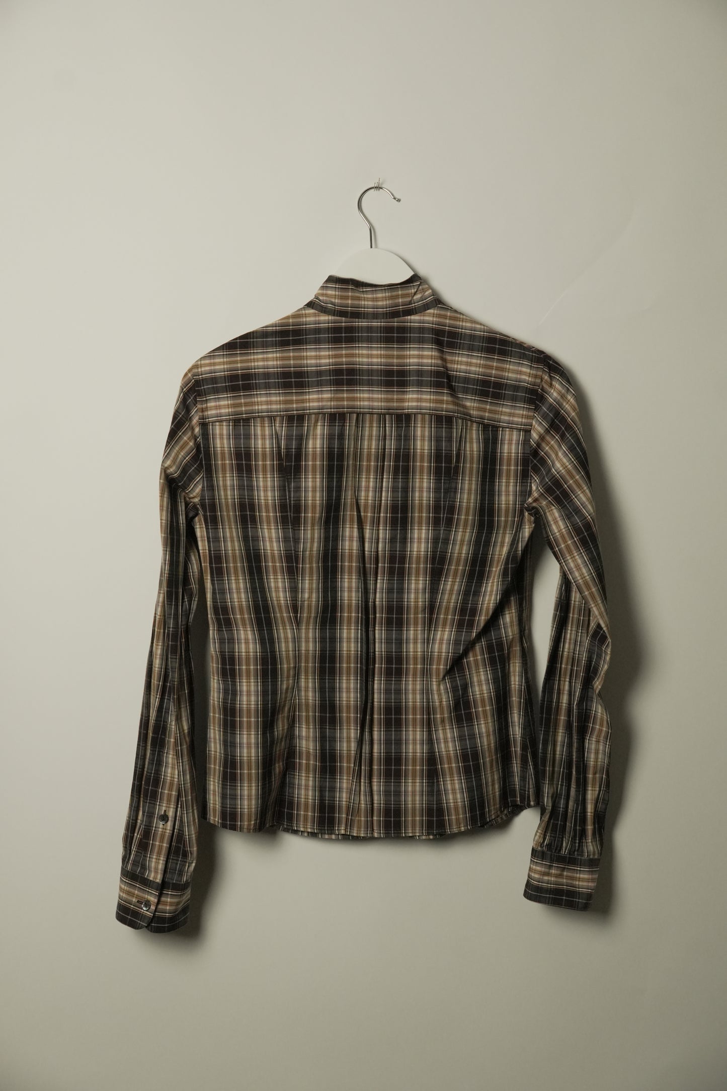 Dolce & Gabbana Checkered Western LS Blouse w Pussybow Tie