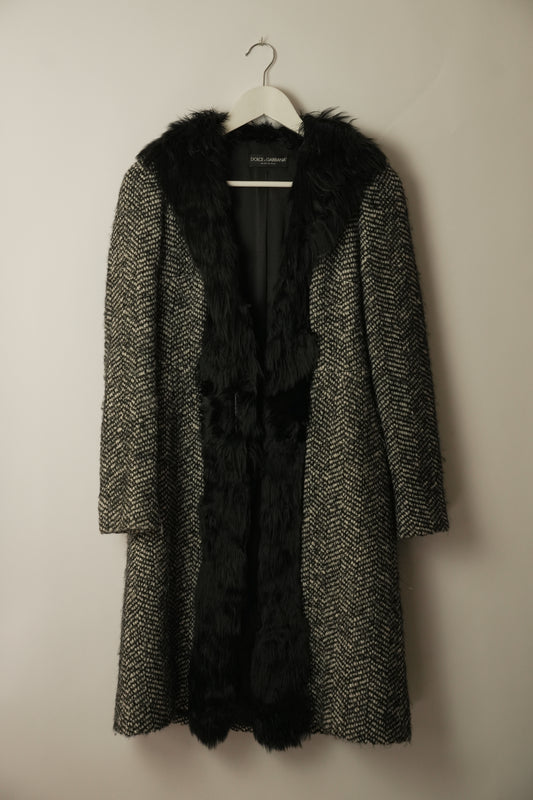 Dolce & Gabbana Wool Tweed Penny Lane Coat Sz 38