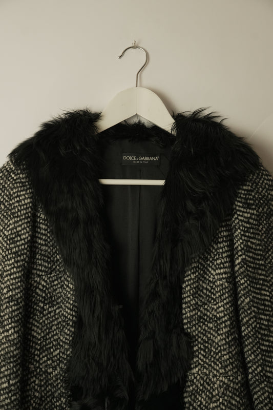 Dolce & Gabbana Wool Tweed Penny Lane Coat Sz 38