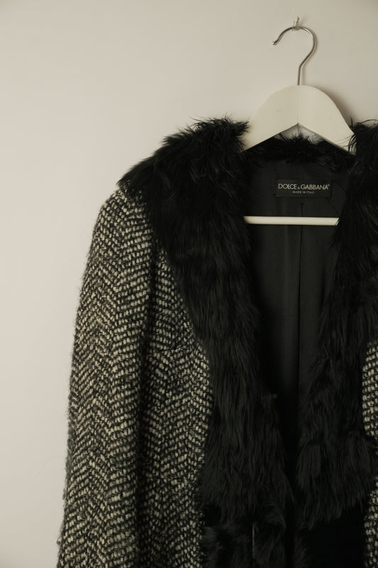 Dolce & Gabbana Wool Tweed Penny Lane Coat Sz 38