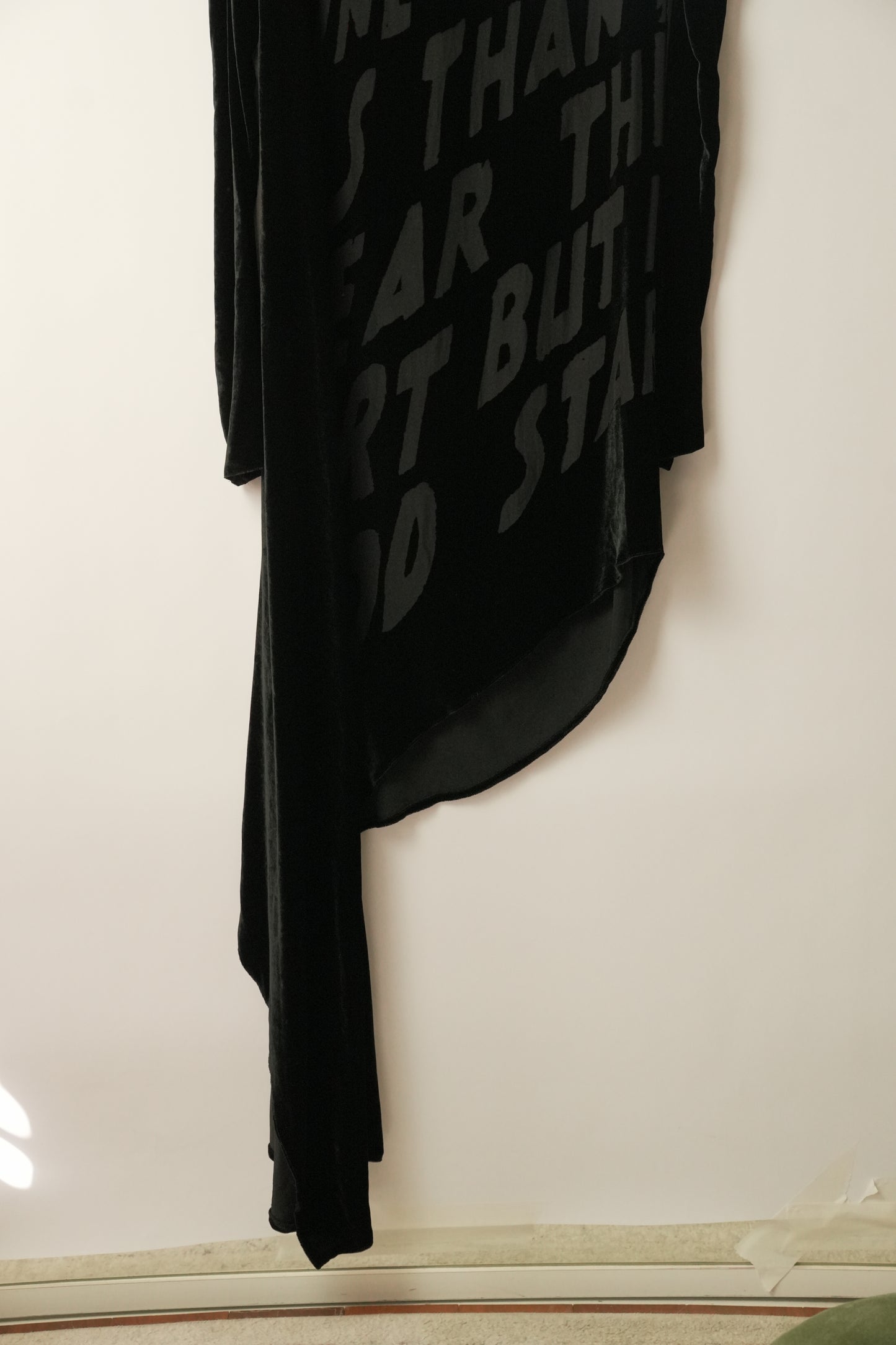 MM6 Maison Margiela Velour Dress, Knee-Length LS Assymetrical Script Sz38