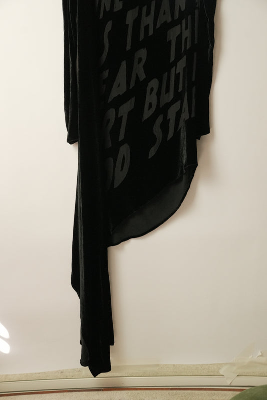 MM6 Maison Margiela Velour Dress, Knee-Length LS Assymetrical Script Sz38