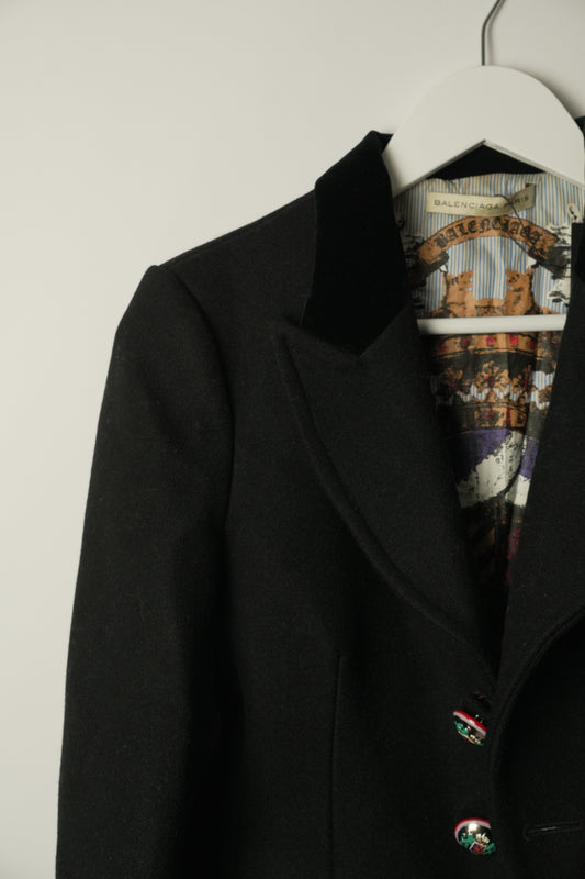 Balenciaga Tailored Blazer w Silver Buttons Sz40