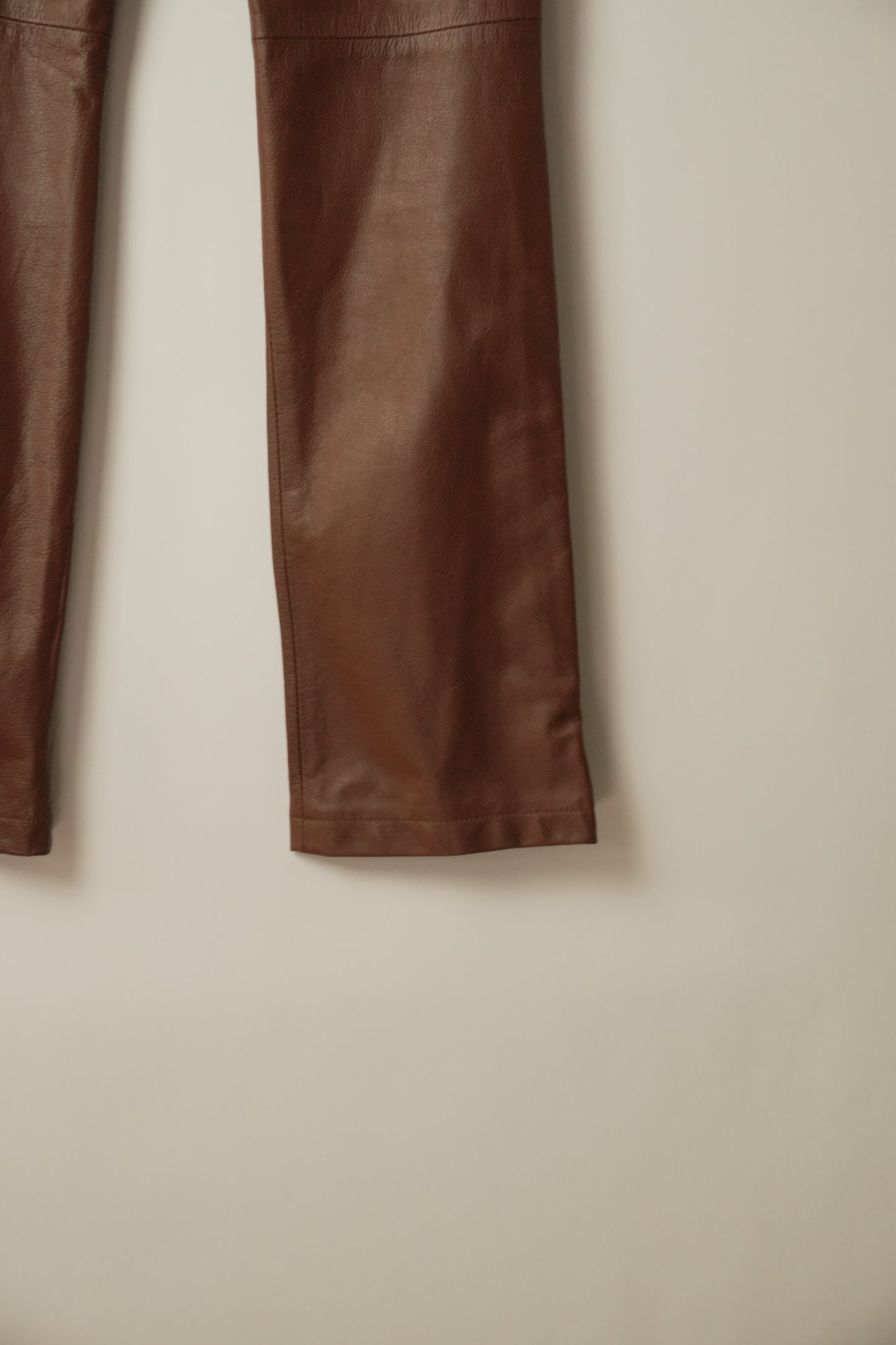 Gucci Brown Leather Pants w Quilted Pockets and Zipper