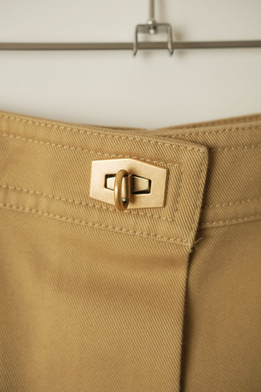 Givenchy Beige Front Tucked Shark Button Shorts
