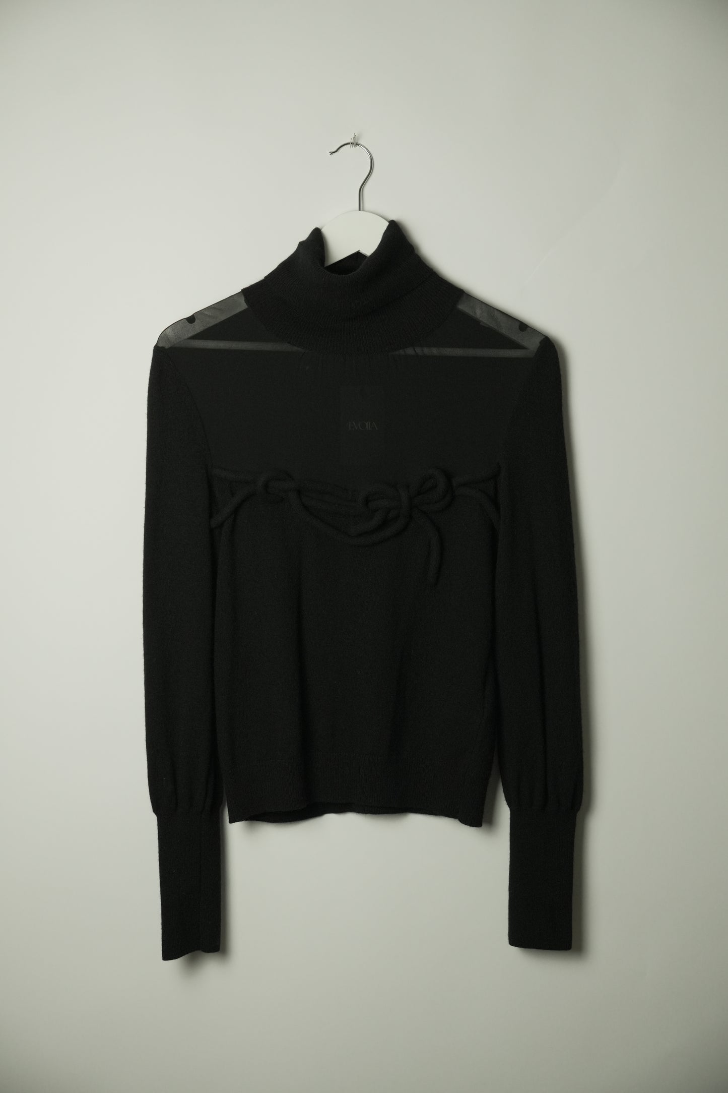 Red Valentino Sheer LS Turtleneck Bow Knit