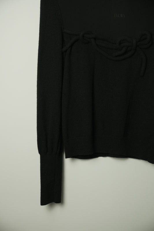 Red Valentino Sheer LS Turtleneck Bow Knit