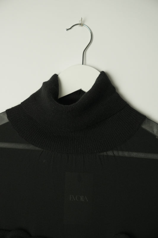 Red Valentino Sheer LS Turtleneck Bow Knit