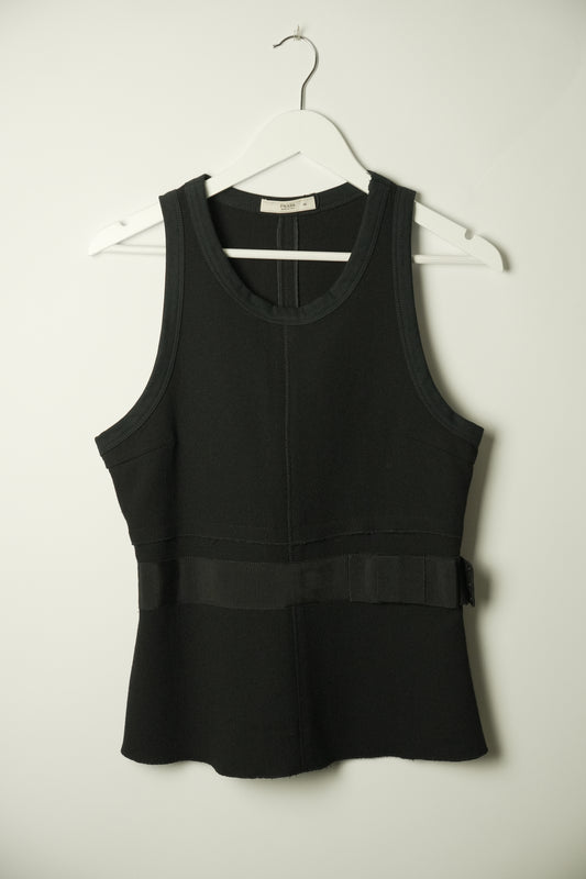 Prada Ribbed Hem Tank Top w Ribbon Waist